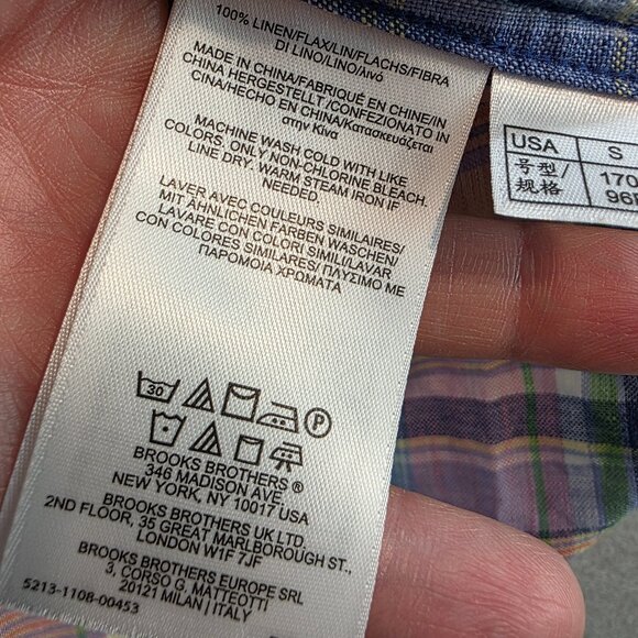 Brooks Bothers x Baird McNutt 100% Irish Linen Regent Long Sleeve Button Down Sm - Picture 7 of 10